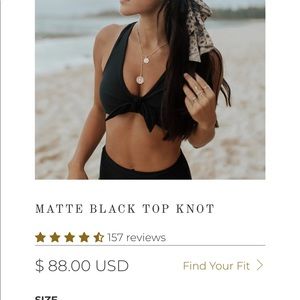Albion Fit Matte Black Top Knot Swim Top